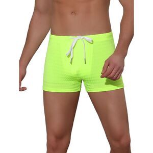 Men's Solid Color Drawstring Waist Summer Beach Pool Swim Trunks Green